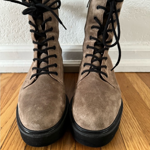 Paul Green Women Jackson Fine Brown Suede Combat Boots size 8US Austrian 5.5 - Picture 8 of 9